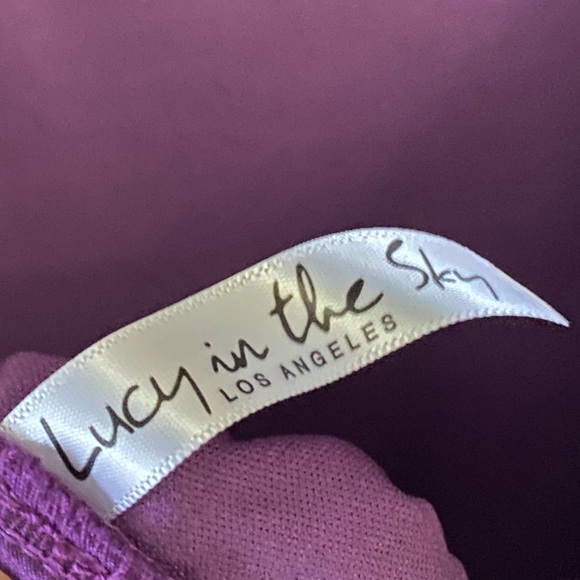 Lucy In The Sky Satin High Slit Mini Dress | Dark Purple - Picture 4 of 9